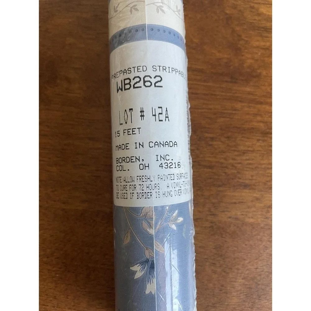 VTG Wallpaper Border Floral Cottage Core Blue White‎ Sunworthy 1 Roll 15 Feet
